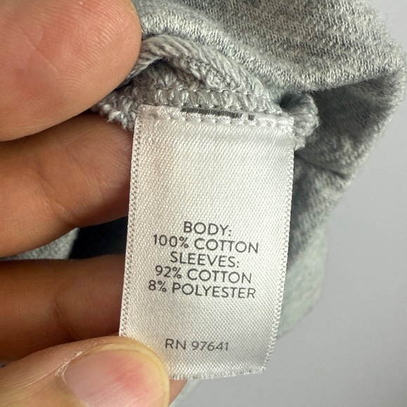 J. Jill Light Gray Cotton Blend Textured Sleeves Oversized Medium Sweatshirt - Picture 7 of 8